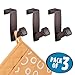 mDesign Decorative Metal Over the Cabinet Kitchen Hooks - Hang Over Cabinet Doors - Holds Dish Towels, Hand Towels, Pot Holders, Oven Mits - 3 Pack - Bronze