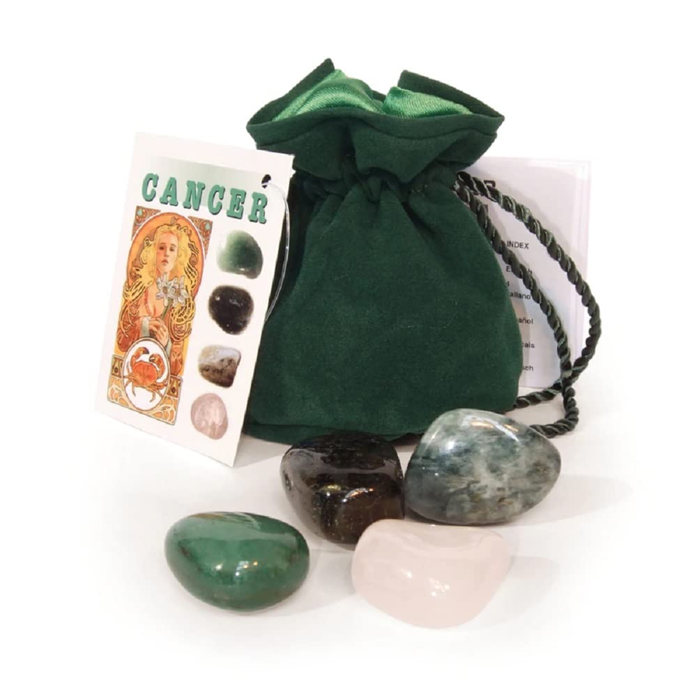 Cancer Crystals Tumblestone Set - Aventurine, Labradorite, Cat's Eye, Rose Quartz - Reiki Charged - Star Sign Zodiac
