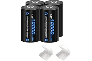 PALOBATTERY CITYORK Rechargeable D Cells 10000mAh Batteries, 1.2V Ni-MH High Capacity High Rate D Size Battery (4-Counts)