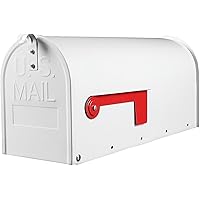 Mail Boxes for House Outside, RAINHOL White Mailboxes for Outside, Galvanized Steel Post-Mount Mailboxes, 20 x 8.7 x 6.7 inch