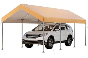 VerisShade 10x20FT Carport, Car Canopy, Portable Garage, Easy to Assemble, Carport Canopy 10x20FT Heavy Duty for Car, Bike, Boat, Party (Khaki)