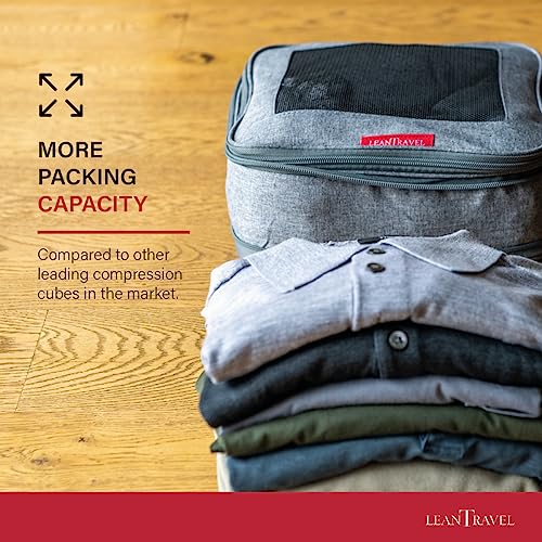 LeanTravel Compression Packing Cubes for Travel Organizers with Double
