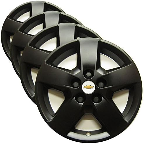 OEM Genuine GM Wheel Covers - Custom Black Matte Finish - 16-inch Factory Replacement Hubcap Fits Chevy HHR, Malibu (Set of 4)