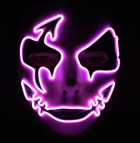 Bbei DevilFace Melbourne Shuffle Halloween EL Wire Light Up Mask Masquerades LED Mask, One Size