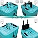 Power Plug Adapter (Turquoise) - International Travel - w/4 USB Ports Work for 150+ Countries - 220 Volt Adapter - Travel Adapter Type C Type A Type G Type I for UK Japan China EU Europe European