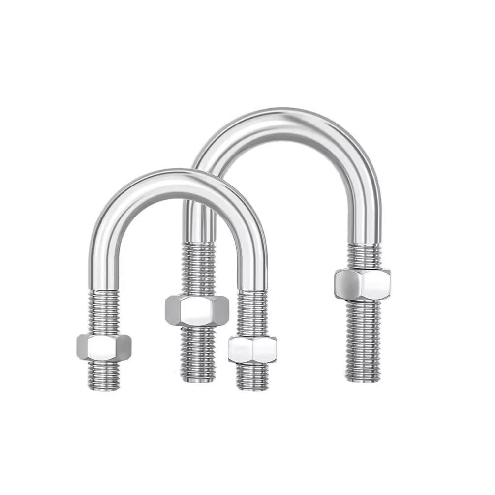 SYDARSYN Round U-Bolts 304 Stainless Steel Pipeline Saddle U-Bolt U-Screw with Nuts M6x34mm (5 pcs)