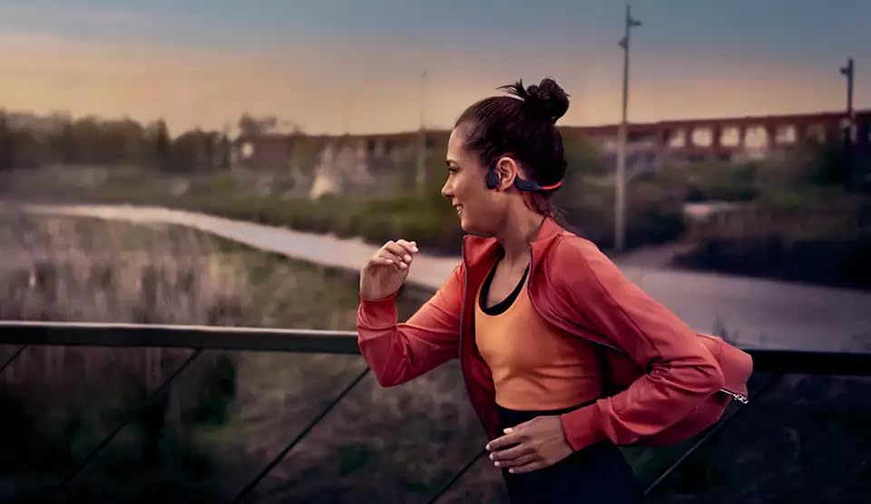 PHILIPS A7607 Bone Conduction Headphones,Wireless Bluetooth Open-Ear Headphones Sound,AI mics,Noise Reduction,9-Hour Battery,Fast Charging,LED Safety Lights,IP66,App Control,Black