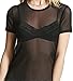 Women's Short Sleeve Long Sleeve Bodycon Clubwear Sheer Pure Mesh Tops T Shirts