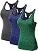 Neleus Women's 3 Pack Yoga Compression Tank Top,8007,Grey,Green,Blue,US L,EU XL