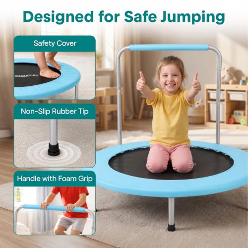 SereneLife Portable & Foldable Trampoline - 36" In-Home Mini Rebounder, Fitness Body Exercise - Updated Version - SLSPT365