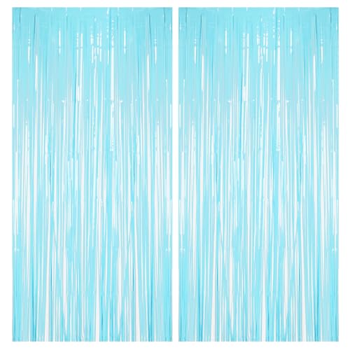 Pastel Blue Fringe Curtain Backdrop