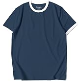 Zengjo Men's Ringer Tee Crewneck Athletic T Shirts Short Sleeve Sport Shirt