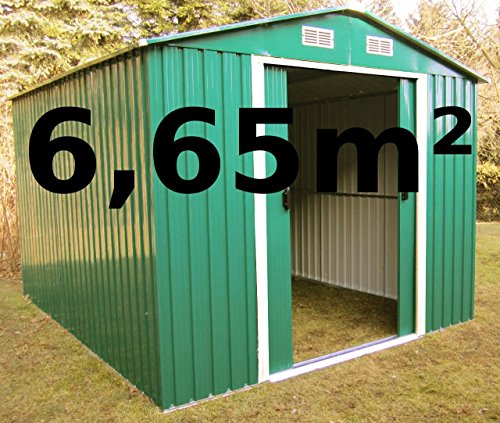 Gartenhaus Geräteschuppen 6,65m² 2,57x2,59m aus verzinktem Stahlblech Metall grün von AS-S – Bild 3