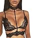 Women's Crop Tops Lace Choker Sheer Bralette Bustier Unpadded Bra Lingerie (M, Black)