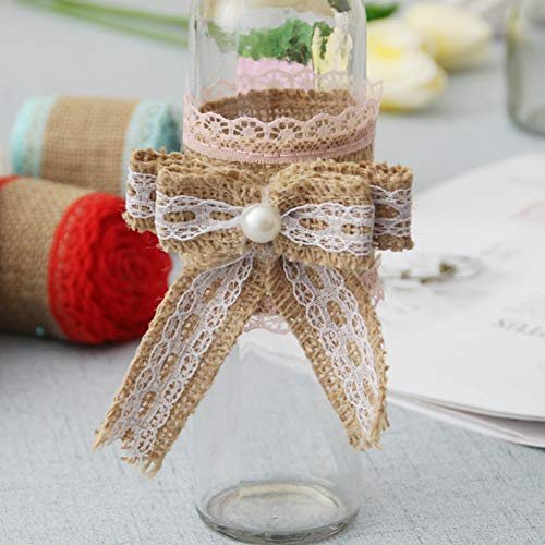 Burlap Flowers Set, 27PCS 9 Styles Natural Handmade Rustic Lace Rose and 1 Roll Jute Twine for DIY Arts Craft Valentine Gift Wedding Decoration and Floral Crafts Making, Durable Packing String-A
