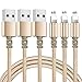 MAILAIZ iPhone Charger, 3PACK (6FT) Nylon Braided Lightning Cable Charging Cord USB Cable Compatible with iPhone XS/MAX/XR/X/8/7/6s/6/Plus/5SE/5s/5c/5/ipad (Gold)