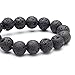 Top Plaza Black Lava Rock Stone Elastic Beaded Bracelet Healing Energy Stretch Bracelets with 3 Imperial Jasper(Sky Blue)