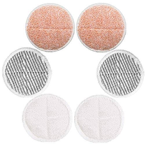 CKL&DJ 6 Pack Mop Pads Replacement for Bissell Spinwave 2039A 2124 (Included 2 Soft Pads+2 Scrubby Pads+2 Heavy Scrub Pads)