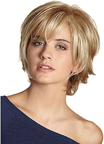 BLONDE UNICORN Natural Human Hair Wig Short Wigs with side part bangs for Women Daily Use(18/613#)