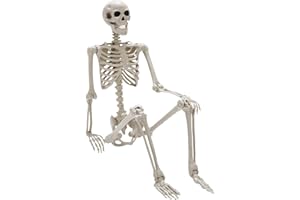 Daricano Halloween Decorations Skeleton, 2.95 FT Life Size Posable Skeleton, 36" Plastic Full Body Skeleton, Large Skeletons for Halloween Outdoor Indoor Party Decor Haunted House Graveyard Yard