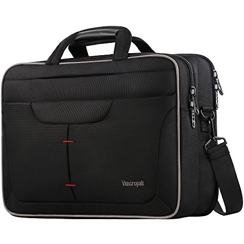 Laptop Briefcase Bag, TSA Computer Messenger Bag, Water Rasistant Durable Office Laptop Case with Check Point Friendly Design, Nylon Business Shoulder Notebook Bag For Men Women -Black, 15.6 Inch