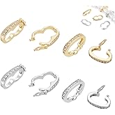 WADORN 8Pcs Brass Necklace Shortener Clasp 2 Style Micro Pave Clear Cubic Zirconia Twister Clasps Mini Pearl Connector Enhancer Push Clasp Openable Secure Lock for Necklace Bracelets Chain Making