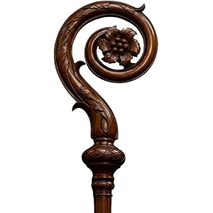 72-Inch Ornate Carved Wooden Crosier – Handcrafted Bishop Pastoral Staff for Church Clergy, Liturgical Ministry & Ceremonies