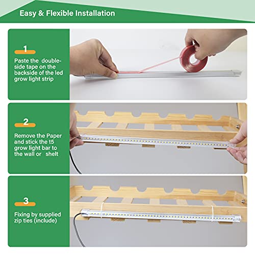 Plant Grow Light Strips, CUPAN Full Spectrum LED Grow Lights for lndoor Plants with Auto ON & Off Timer, 10 Dimmable Levels, 48 LEDs Pant Growing Lamps for Gardening Seedlings Hydroponics 2 Pack