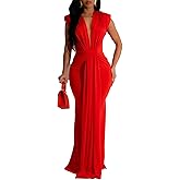Ekaliy Elegant Bodycon Dresses for Women Deep V Neck Maxi Dress Mermaid Long Dress