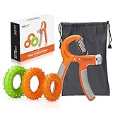132LB/60kg Hand Gripper, RISEPRO Hand Strengthener Non-slip Gripper Hand Exerciser Strength Trainer for Athletes Pianists Kids Adjustable Resistance Set of 4 with 3 grip rings HG2060-3R