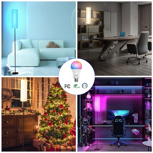 FRIDEKO HOME Floor Lamp Living Room Modern RGB Dimmable Smart Floor Lamp with Remote Control Music Mode Black Base for Office Bedroom