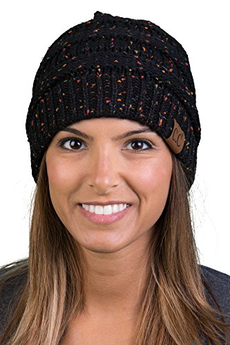 H-6033-06 Confetti Knit Beanie - Black