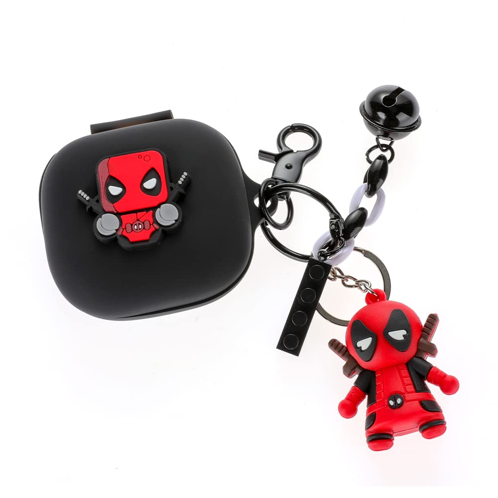 Case for Beats Fit Pro 2021 Earbuds, XMBYGY Beats Fit Pro Cartoon Headphones Charging Silicone Case Cover with Cute Doll Keychain Full Body Anti-Lost Lanyard Protection (Deadpl)