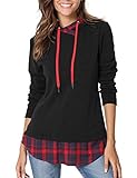 Yidarton Women's Plaid Long Sleeve Tops Pullover Hoodie Sweatshirts