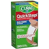 Curad Quickstop Instant Clotting Technology Flex-Fabric Bandages 30 ea (Pack of 3)