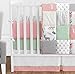 Sweet Jojo Designs 9-Piece Coral, Mint and Grey Woodsy Deer Girls Baby Bedding Crib Set with Bumper