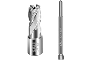 SALI Annular Cutter Diameter 5/8 Inch with Weldon Shank 3/4"(with 2 Flats) Cutting Depth 1" Mag Drill Bit for Magnetic Drill Press HSS Fully Ground Drill with One 1/4"*3" Pilot Pin