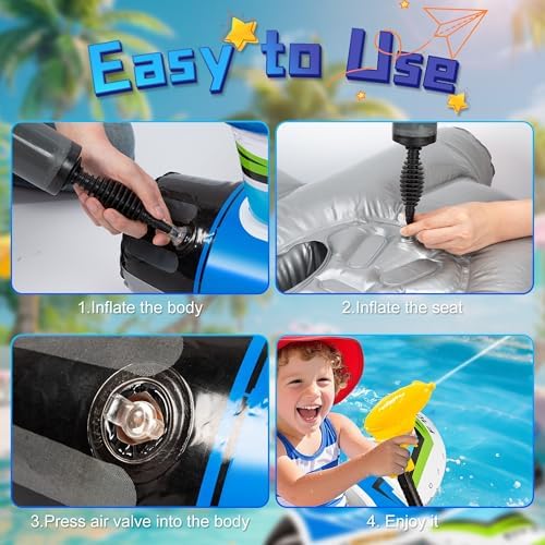 Flutuadores de piscina Crianças com pistola de água e pega insuflável Flutuador de natação Ringue de natação Jogos de verão Piscina aquática ao ar livre Brinquedos de praia para rapazes Meninas 3-6 anos — foto 3 de 5
