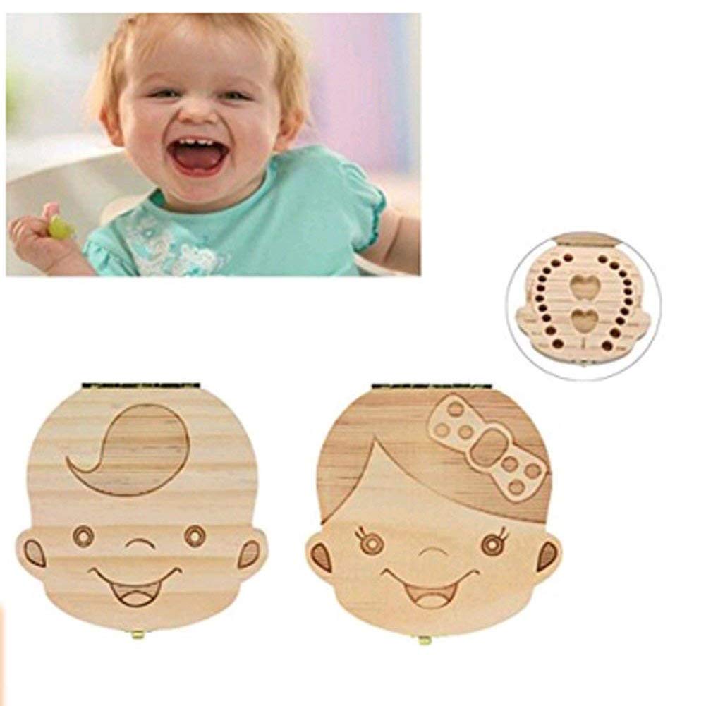 1pcs Caja De Dientes De Bebe Guardar Organizador Ninos De Madera Recuerdo Lindo Contenedor De Dientes Caja De Madera Organizador De Almacenamiento Nino Cajas De Recuerdos Para Recien Nacidos Bebe