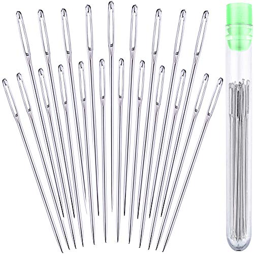 Ua Crafts 21 Big Eye Hand Sewing Needles - 56mm Large Eye Stitching Needles in Storage Tube