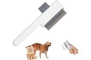 CAVLA Pet Hair Remover Comb, Cat Brush with Release Button Self-Cleaning Pet Grooming Brush for Shedding Tangles & Removal Lo