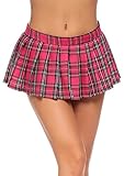 ADORNEVE Women Role Play Costume Mini Plaid Skirt Sexy Schoolgirl Lingerie