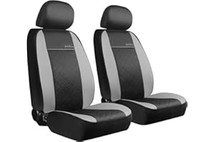 GIANT PANDA Front Car Seat Covers, Bucket Seat Covers, Leather Low Back Auto Seat Covers for Cars, Trucks, Jeep, Van, SUV, Pickup, Airbag Compatible (Grey)