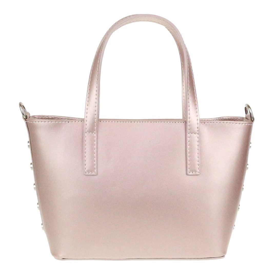 Girly Handbags Winged Real Leather Handbag - Metallic Champagne