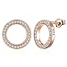 YEX Women Stud Earrings Silver Rose-Gold Plating Jewelry Geometric Round Circle Zirconia Earrings Gift for Women