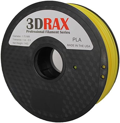 3DRAX 3D FILAMENT YELLOW PLA-1KG (2.2 LBS) 1.75 mm- NEXT GEN FILAMENT PROFESSIONAL +/- 0.05 mm Accuracy-Yellow
