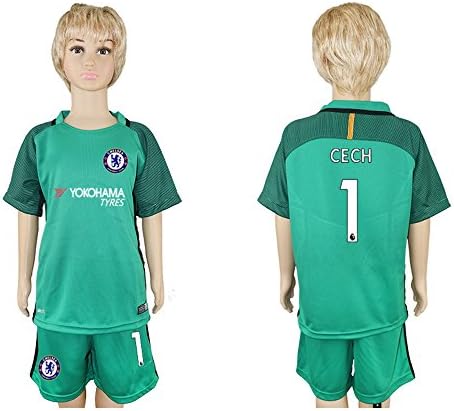 17/18 England Club Goalkeeper Kids Soccer Jerseys for Fans, Green XL