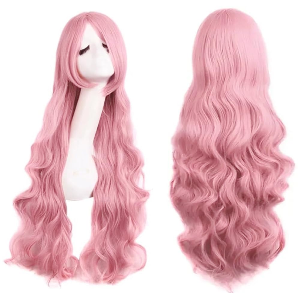 ColorfulPanda Charming Long Pink Curly Full Hair Wig Anime Cosplay Halloween Costume Party Synthetic Wigs for Women — image 1
