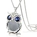 Susenstone®Women Owl Pendant Diamond Sweater Chain Long Necklace (Grey)