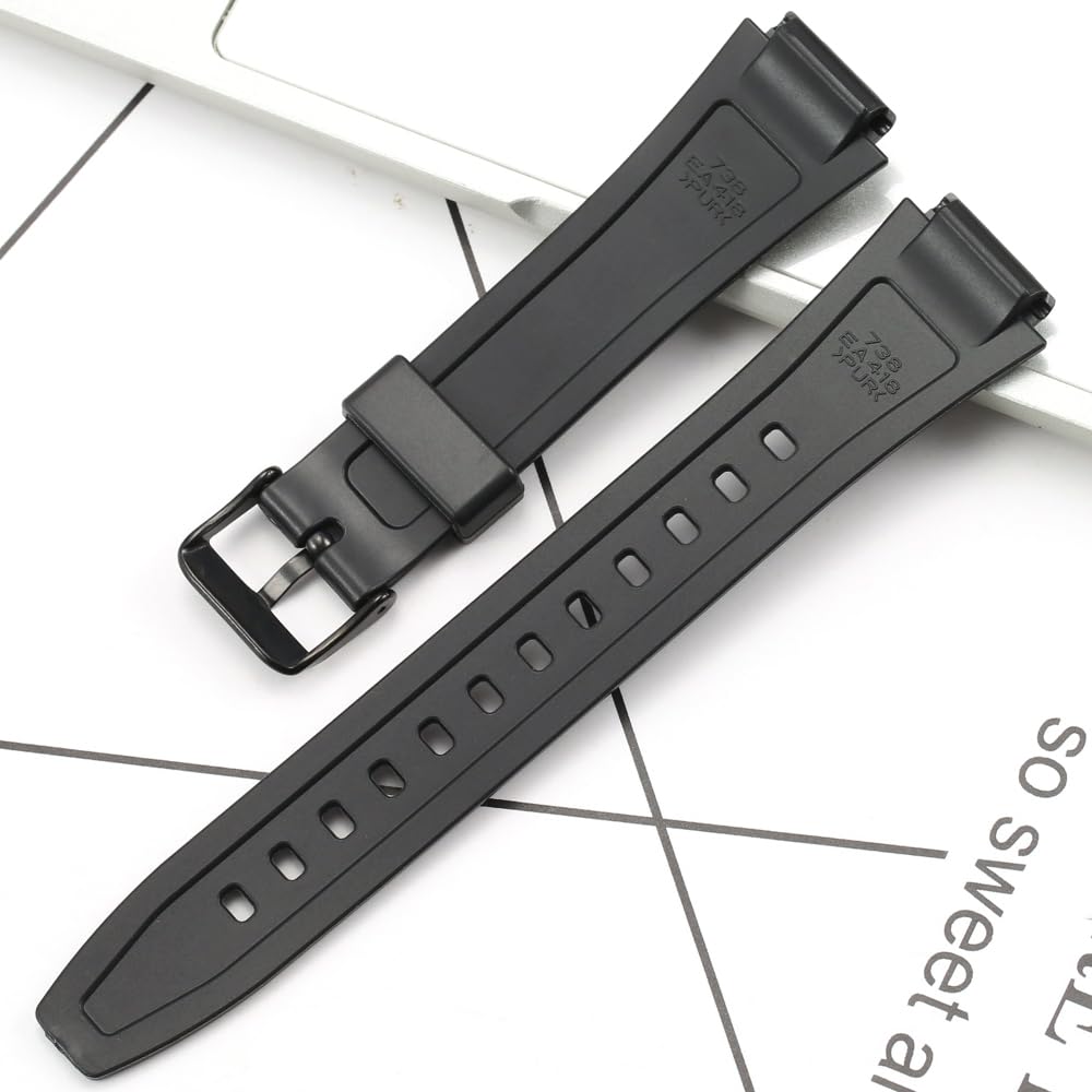18mm rubber strap Compatible with Casio W800HG Series watch band W-800H replacement bracelet